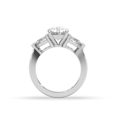2.00CT Lab Grown Diamonds Oval Cut Centre Pear Shape Cut Side Stone Claw Setting -Platinum
