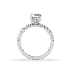 3.00CT Emerald Cut Hidden Halo Pave Setting Diamond Engagement Ring -Platinum
