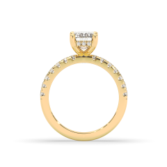 3.00CT Emerald Cut Hidden Halo Pave Setting Diamond Engagement Ring -18K Yellow