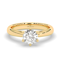 1.00CT IGI Certified Lab Grown Solitaire Diamond Engagement Ring 6 Claw Setting with Tapered Band in 18K Yellow Gold