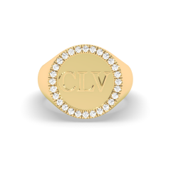 Custom Made Signet Gents Ring with Diamond Setting in 9K Yellow gold 