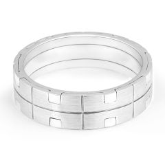 Gents Wedding Band with modern pattern details Set in 9K White Gold 