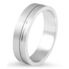 Gents Wedding Band 6.00MM with Inlay feature Set in 18K White Gold