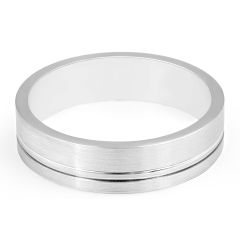 Gents Wedding Band 6.00MM with Inlay feature Set in 18K White Gold