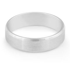 Modern brushed wedding ring with polished bevelled edges-9K White