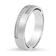6.00MM Gents Diamond Wedding Band Pave Setting In 18K White Gold 