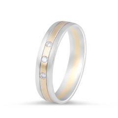 18 Karat Two Tone ladies modern classic diamond wedding band - womens wedding band