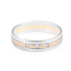 18 Karat Two Tone ladies modern classic diamond wedding band