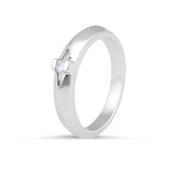 18 Karat White Gold Tension set, solitaire, knife edge, ladies diamond wedding band - womens wedding band