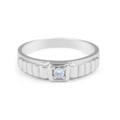 18 Karat White Gold solitaire, grid band, gents diamond wedding band  - mens wedding bands