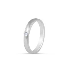 Platinum Solitaire Grain Edge Ladies Diamond Wedding Band