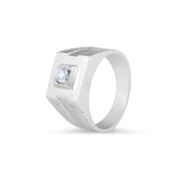 18 Karat White Gold, Solitaire, Gent's Diamond wedding band - mens wedding band