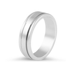 Gents Wedding Band with double inlay feature in 9K White Gold 