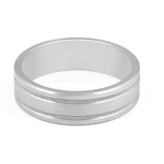 Gents Wedding Band with double Milgrain feature Hight Polished Finish In 9K White Gold 