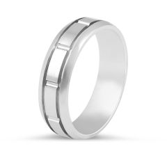 Gents Wedding Band with inlay feature Set in 18K White Gold 