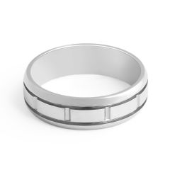 Gents Wedding Band with inlay feature Set in 18K White Gold 