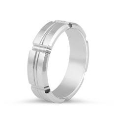 6.00MM Gents Wedding Band with inlay feature Set in 18K White Gold