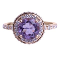 Amethyst and Diamond Ring in 18 Karat Rose Gold (