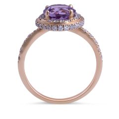 Amethyst and Diamond Ring in 18 Karat Rose Gold (