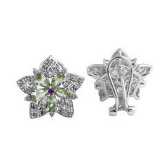 Peridot/Rhodolite Garnet and Diamond Earrings