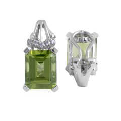Peridot and Diamond Earrings in 14 Karat White Gold