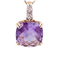 Cushion Cut Amethyst and Diamond Pendant 