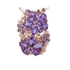 Flower Amethyst Pendant in 14 Karat Rose Gold