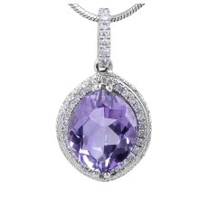Amethyst and Diamond Halo pendant 
