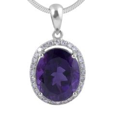 Amethyst and Diamond Halo pendant 
