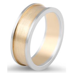 18 Karat 2 tone yellow metal mens wedding band