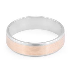 Modern brushed wedding ring with polished bevelled edges-9K Rose