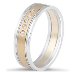 18 K 2 tone Gents diamond gents wedding bands