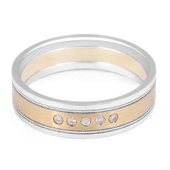 18 K 2 tone Gents diamond wedding band 