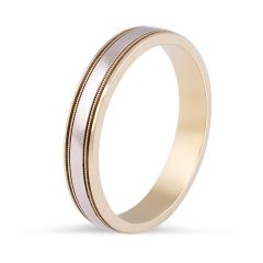 18 Karat 2-Tone Gents Wedding Ring with Milgrain Details High Polish Finish