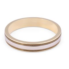 18 Karat 2-Tone Gents Wedding Ring with Milgrain Details High Polish Finish