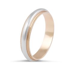 18 Karat 2-Tone Gents Wedding Ring with Milgrain Edges
