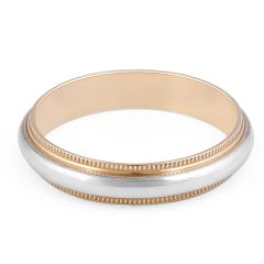 18 Karat 2-Tone Gents Wedding Ring with Milgrain Edges
