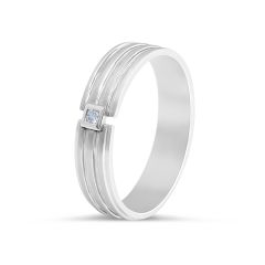 Gents Wedding Diamond Band 5MM Bezel Setting In 18K White Gold 