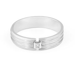 Gents Wedding Diamond Band 5MM Bezel Setting In 18K White Gold 