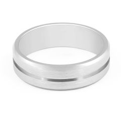 Gents Wedding Band with polished inlay and beveled edges