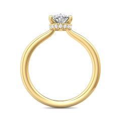 Hidden Halo Styles Diamond Engagement Ring Oval Cut Four Claw In 18K Yellow Gold