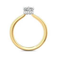  Oval Two-Tone Hidden Halo Diamond Engagement Ring 4 Claw Setting In 18K White And Yellow Gold 
