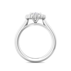 Claw Set Oval Cut Diamond Halo Engagement Ring with Plain Band -18K White