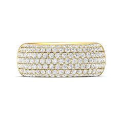Seven Row Lab Grown Diamond Wedding Band Half Way Round Pave Setting In 18K Yellow Gold