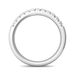  Three Row Diamond Wedding Band Half Way Pave Setting In 18K White Gold 