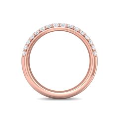  Pave Setting 3 Row Round Brilliant Cut Diamond Wide Wedding Ring In 18K Rose Gold 