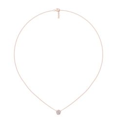 Solitaire Diamond Necklace Bezel Setting Adjustable Chain In 18K Rose Gold 