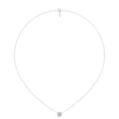 1.00CT Lab Grown Full Bezel Solitaire Diamond Pendant adjustable chain In 18K White Gold