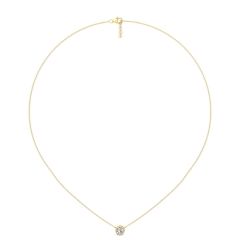 Bezel Setting Diamond Solitaire Necklace Adjustable Chain In 18K Yellow Gold