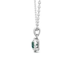 Emerald Round Cut Halo Diamond Pendant 4 Claw Setting In 18k White Gold 
